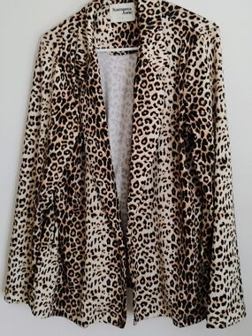 Savanna Jane Leopard Print Open Blazer Sz Lg
